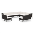 vidaXL 12 Piece Patio Lounge Set with Cushions Poly Rattan Black