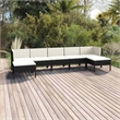 vidaXL 7 Piece Patio Lounge Set with Cushions Poly Rattan Black