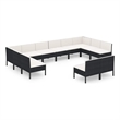 vidaXL 12 Piece Patio Lounge Set with Cushions Poly Rattan Black