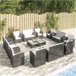 vidaXL 16 Piece Patio Lounge Set with Cushions Poly Rattan Black