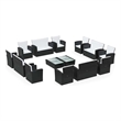 vidaXL 16 Piece Patio Lounge Set with Cushions Poly Rattan Black