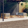 vidaXL 6 Piece Patio Lounge Set with Gray Cushions Pinewood