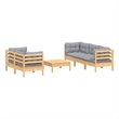 vidaXL 6 Piece Patio Lounge Set with Gray Cushions Pinewood