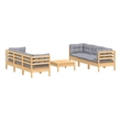 vidaXL 7 Piece Patio Lounge Set with Gray Cushions Pinewood