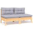 vidaXL 4 Piece Patio Lounge Set with Gray Cushions Solid Pinewood