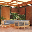 vidaXL 10 Piece Patio Lounge Set with Gray Cushions Solid Pinewood