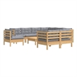 vidaXL 10 Piece Patio Lounge Set with Gray Cushions Solid Pinewood
