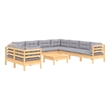vidaXL 10 Piece Patio Lounge Set with Gray Cushions Solid Pinewood