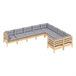 vidaXL 9 Piece Patio Lounge Set with Gray Cushions Pinewood