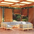 vidaXL 11 Piece Patio Lounge Set with Gray Cushions Solid Pinewood