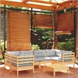 vidaXL 7 Piece Patio Lounge Set with Gray Cushions Pinewood