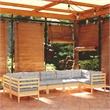 vidaXL 7 Piece Patio Lounge Set with Gray Cushions Pinewood