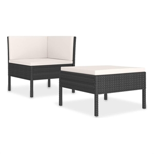 vidaXL 2 Piece Patio Lounge Set with Cushions Poly Rattan Black