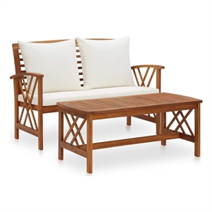 vidaXL 2 Piece Patio Lounge Set with Cushions Solid Acacia Wood
