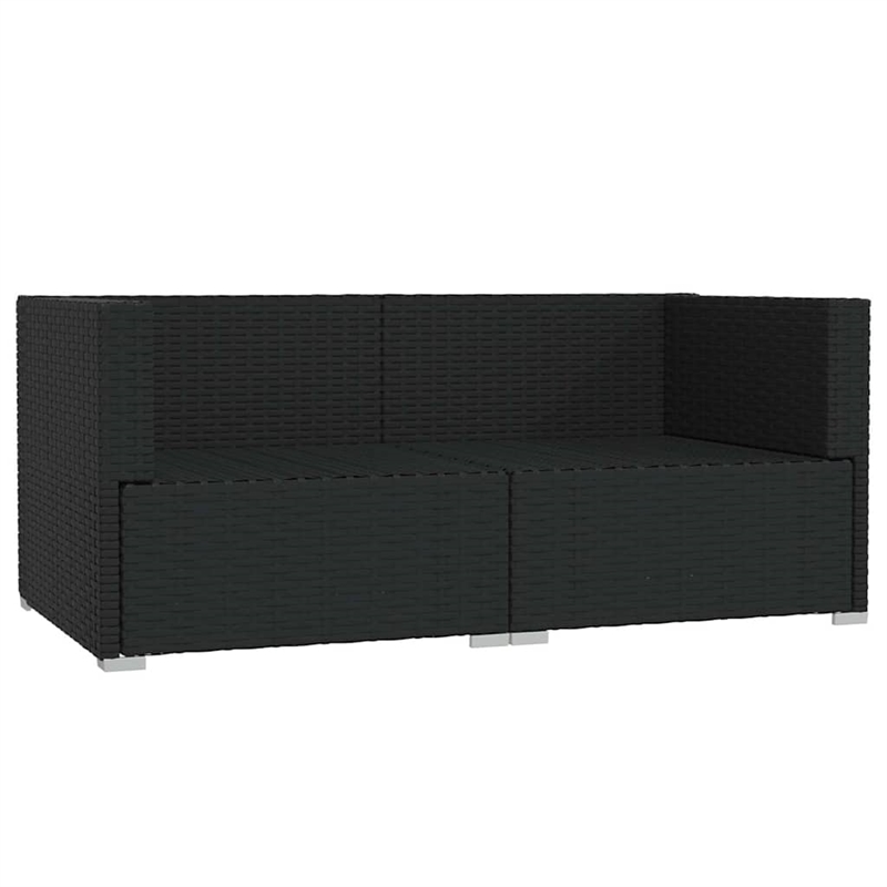 vidaXL Patio Loveseat with Cushions Black Poly Rattan