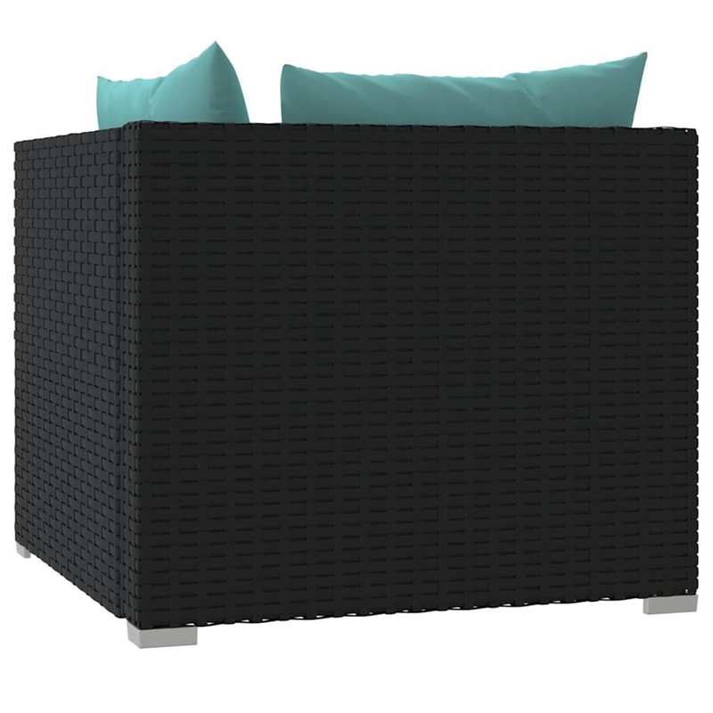 vidaXL Patio Loveseat with Cushions Black Poly Rattan