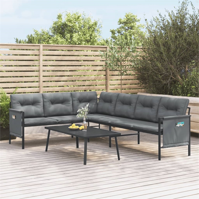 vidaXL 2 Piece Patio Lounge Set Anthracite Steel