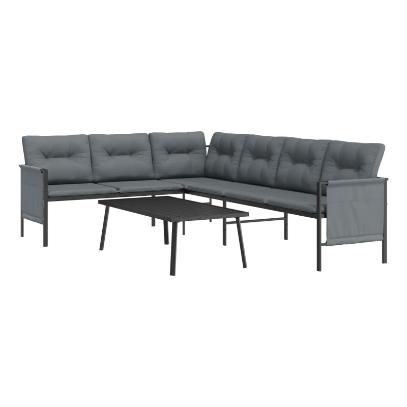 vidaXL 2 Piece Patio Lounge Set Anthracite Steel