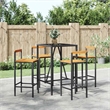vidaXL 5 Piece Patio Bar Set Black Poly Rattan& Solid Wood Acacia