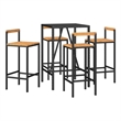 vidaXL 5 Piece Patio Bar Set Black Poly Rattan& Solid Wood Acacia