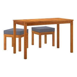 vidaXL 3 Piece Patio Dining Set with Cushions Solid Wood Acacia