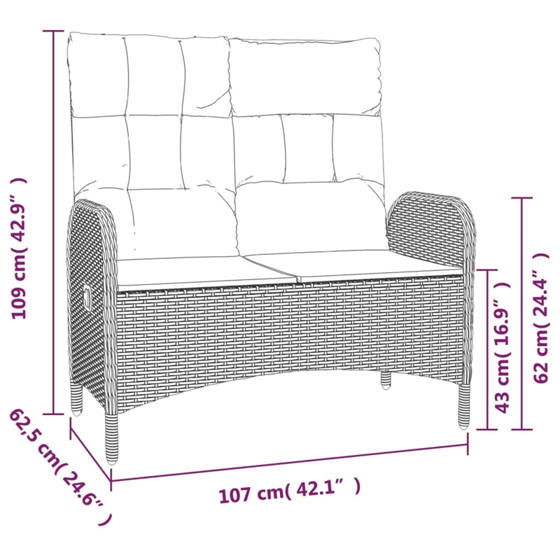 vidaXL 2 Piece Patio Dining Set with Cushions Gray Poly Rattan