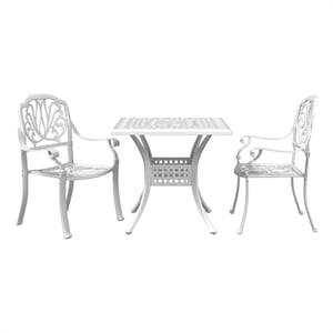 vidaXL 3 Piece Bistro Set White Cast Aluminum