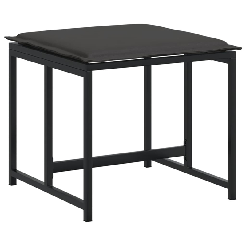 vidaXL 17 Piece Patio Dining Set with Cushions Black Textilene