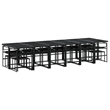 vidaXL 17 Piece Patio Dining Set with Cushions Black Textilene
