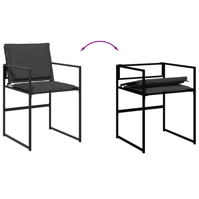 vidaXL 17 Piece Patio Dining Set with Cushions Black Textilene