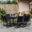 vidaXL 9 Piece Patio Dining Set Black Textilene