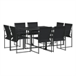 vidaXL 9 Piece Patio Dining Set Black Textilene