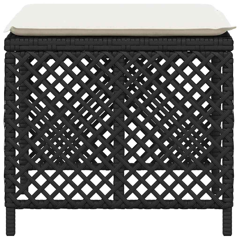 vidaXL Garden Stool Set of 4 Black Rattan