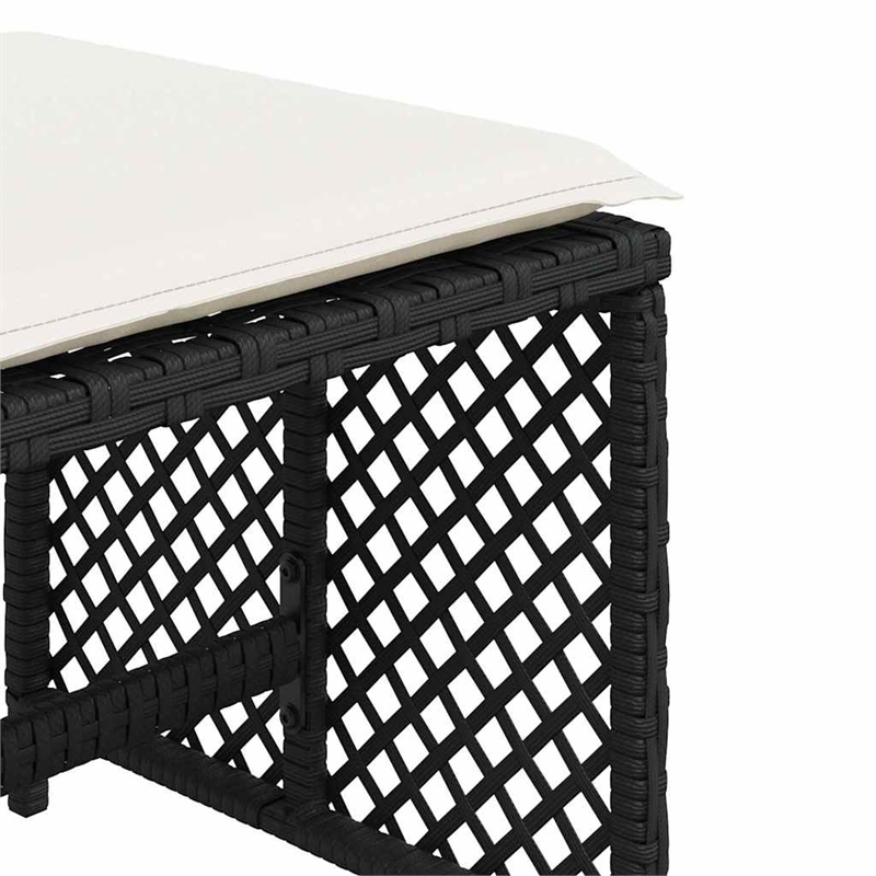 vidaXL Garden Stool Set of 4 Black Rattan