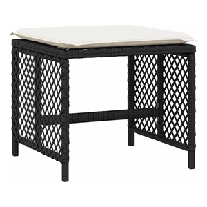 vidaXL Garden Stool Set of 4 Black Rattan
