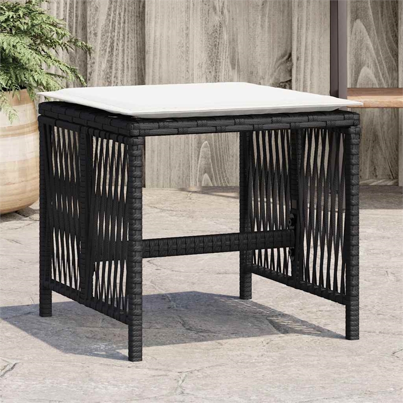 vidaXL Garden Stool Set of 4 Black and Cream