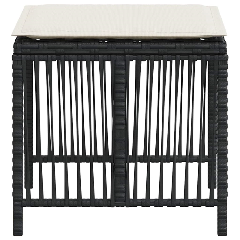 vidaXL Garden Stool Set of 4 Black and Cream