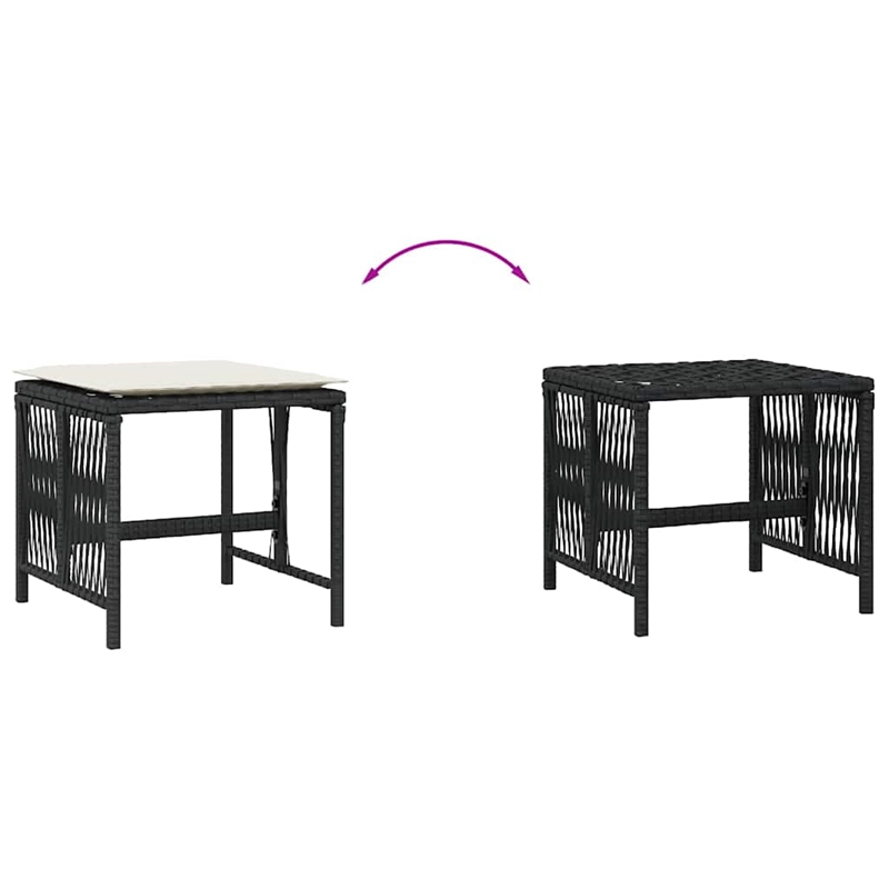 vidaXL Garden Stool Set of 4 Black and Cream
