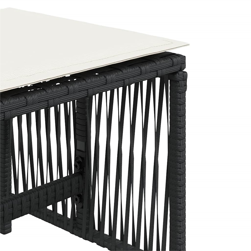 vidaXL Garden Stool Set of 4 Black and Cream