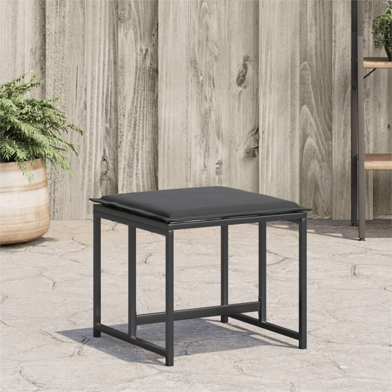 vidaXL Patio Stools with Cushions 4 pcs Black Steel and Textilene