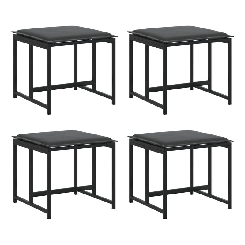 vidaXL Patio Stools with Cushions 4 pcs Black Steel and Textilene