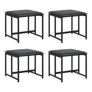 vidaXL Patio Stools with Cushions 4 pcs Black Steel and Textilene