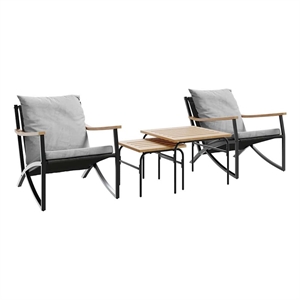 vidaXL 4 Piece Balcony Furniture Set with Cushions Black Steel