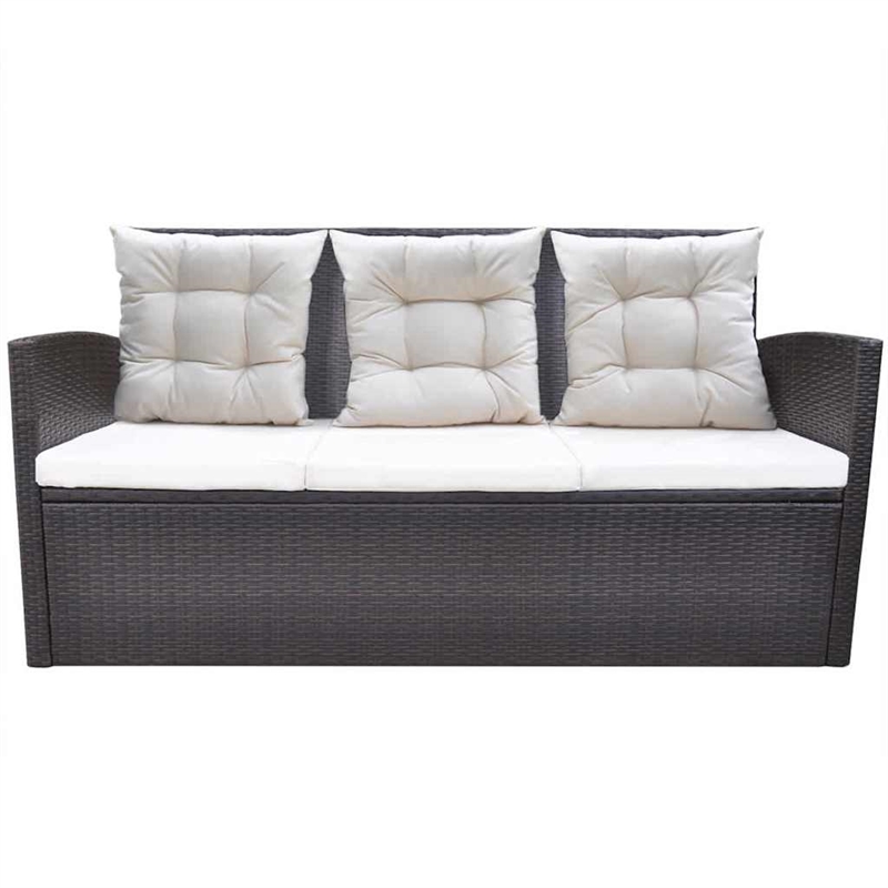 vidaXL 6 Piece Patio Dining Set with Cushions Poly Rattan Brown
