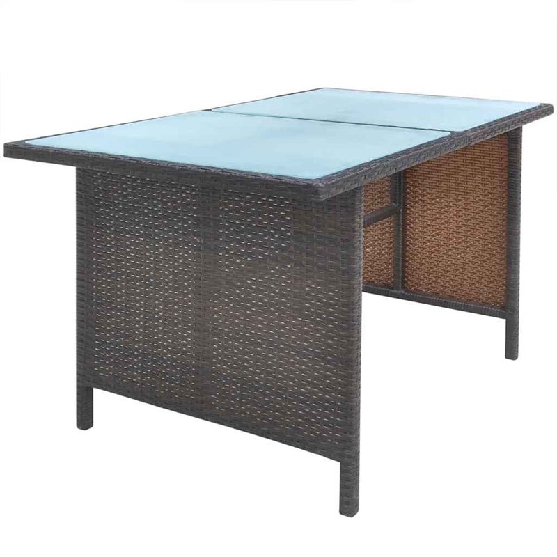 vidaXL 6 Piece Patio Dining Set with Cushions Poly Rattan Brown