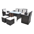 vidaXL 6 Piece Patio Dining Set with Cushions Poly Rattan Brown