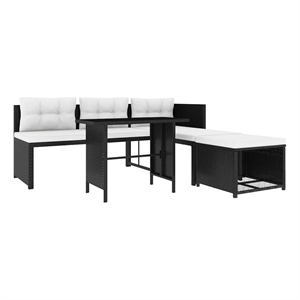 vidaXL 4 Piece Patio Lounge Set Poly Rattan Black