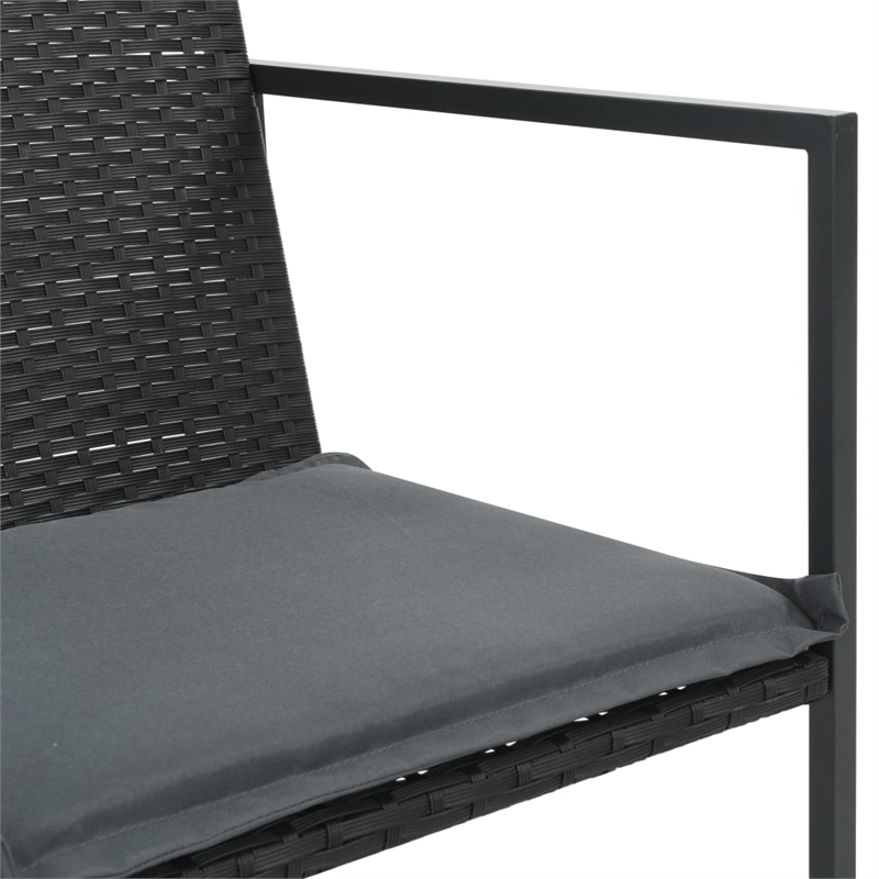vidaXL 5 Piece Patio Dining Set with Cushions Poly Rattan Black