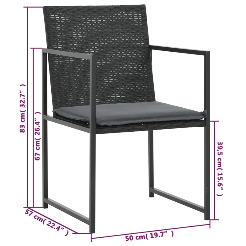 vidaXL 5 Piece Patio Dining Set with Cushions Poly Rattan Black