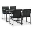 vidaXL 5 Piece Patio Dining Set with Cushions Poly Rattan Black